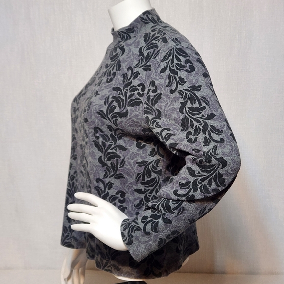 Croft & Barrow Pull-Over Mock Turtleneck Gray Black Cotton Large - Picture 4 of 7